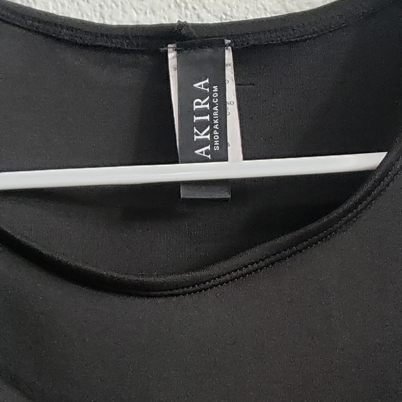 Akira black  bodycon dress  ruffle shoulder size small - Picture 3 of 5